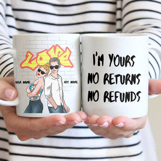 Ich gehöre dir. Keine Rückgabe, keine Rückerstattung – personalisierte Tasse für Paare