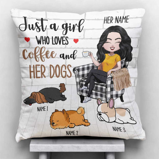 Personalisiertes Dekokissen „Ein Mädchen, das Hunde liebt“