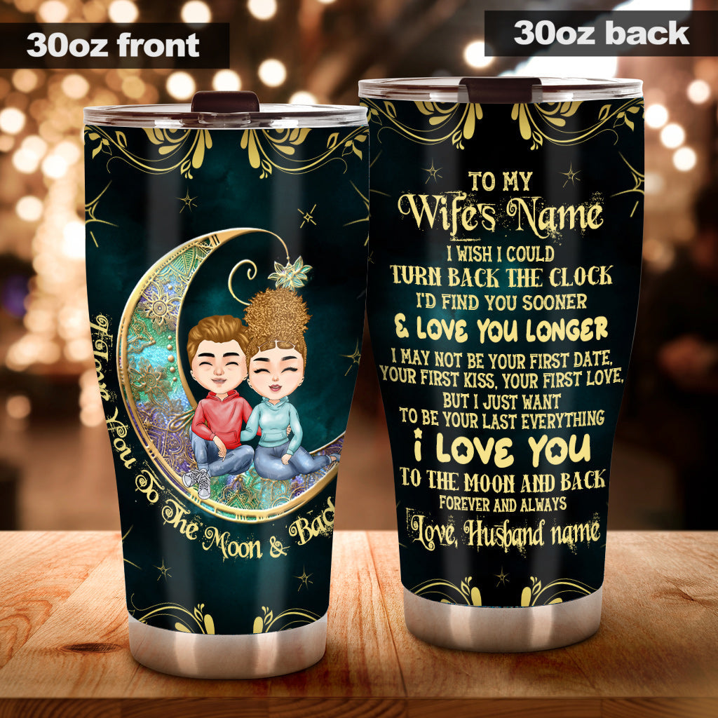 Ich liebe dich bis zum Mond – Personalisierter Pärchenbecher