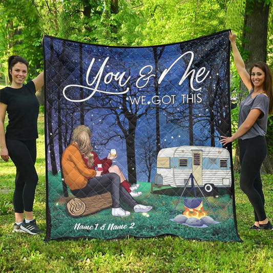 Campingpaar – personalisierte Steppdecke