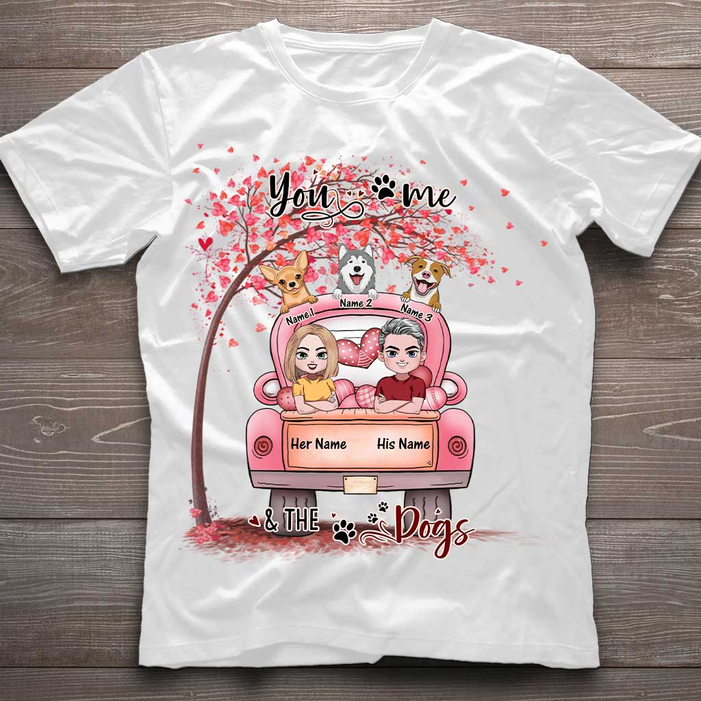 Du, ich und der Hund – personalisiertes Partner-T-Shirt und Hoodie