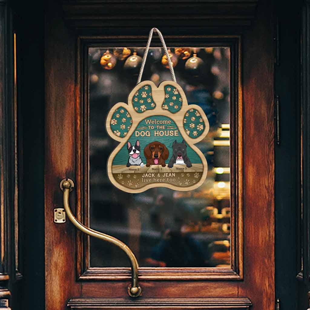 Willkommen im Hundehaus - Personalisiertes Holzschild