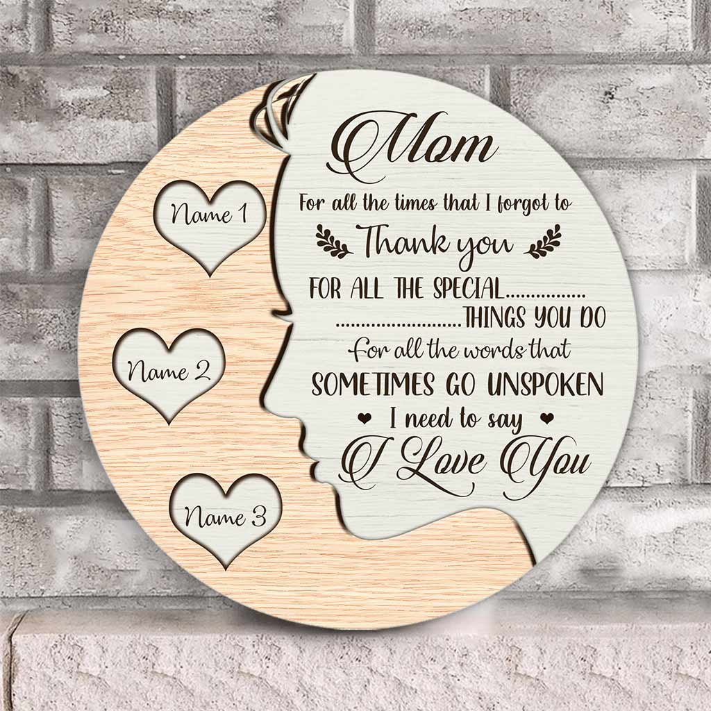 Ich liebe dich, Mama – Personalisiertes rundes Holzschild zum Muttertag mit 3D-Musterdruck