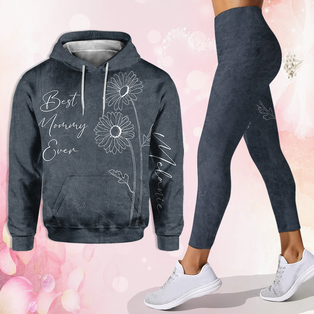 Beste Mama, Oma, Geburtsblume – Personalisierter Muttertags-Hoodie und Leggings für Mütter