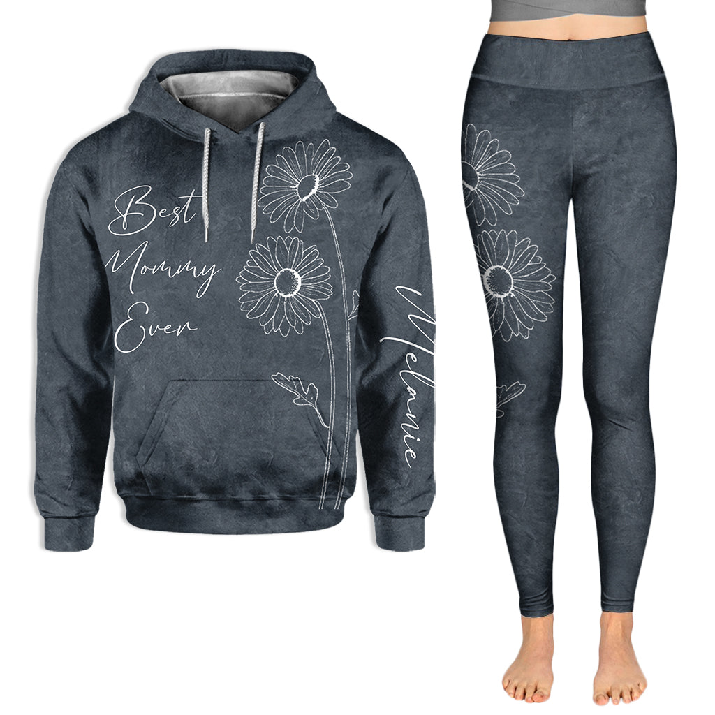 Beste Mama, Oma, Geburtsblume – Personalisierter Muttertags-Hoodie und Leggings für Mütter