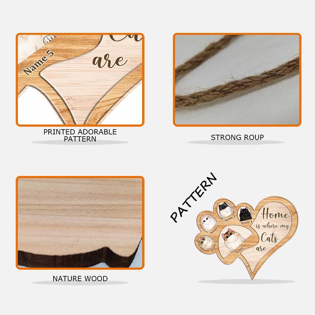 Zuhause ist da, wo meine Katzen sind – personalisiertes Holzschild