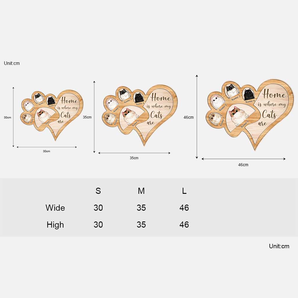 Zuhause ist da, wo meine Katzen sind – personalisiertes Holzschild