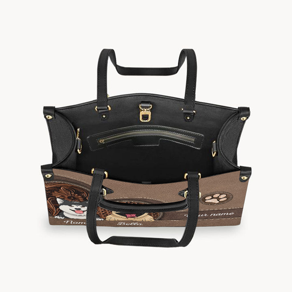 Personalisierte Lederhandtasche für Hundeliebhaber