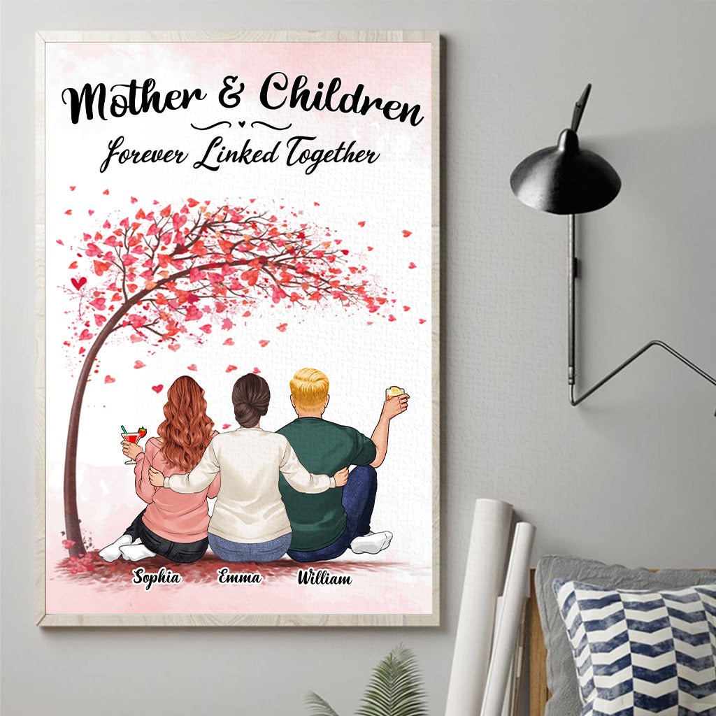 Für immer verbunden – Geschenk für Mama, Tochter, Sohn – Personalisierte Leinwand und Poster
