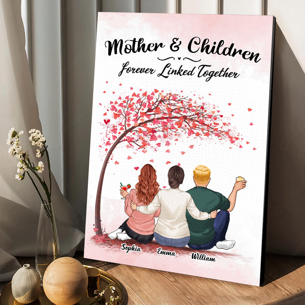 Für immer verbunden – Geschenk für Mama, Tochter, Sohn – Personalisierte Leinwand und Poster