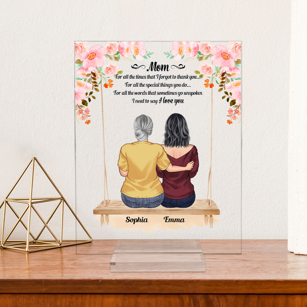 Ich liebe dich, Mama – Personalisierte transparente Acrylplakette zum Muttertag