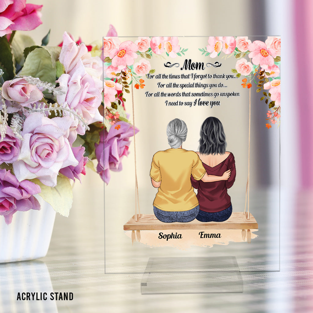 Ich liebe dich, Mama – Personalisierte transparente Acrylplakette zum Muttertag