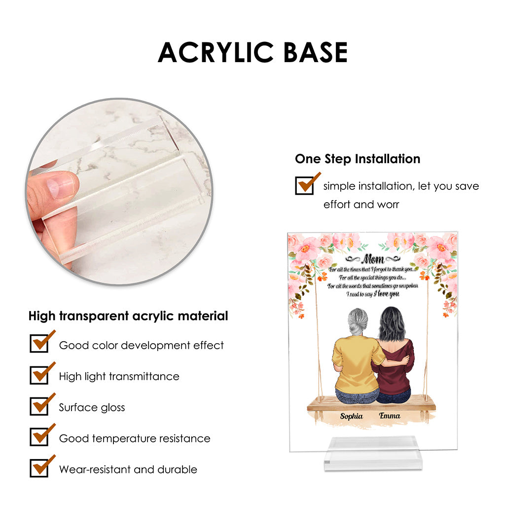 Ich liebe dich, Mama – Personalisierte transparente Acrylplakette zum Muttertag