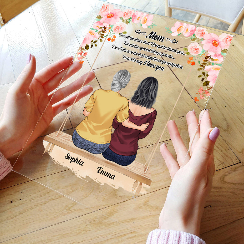 Ich liebe dich, Mama – Personalisierte transparente Acrylplakette zum Muttertag