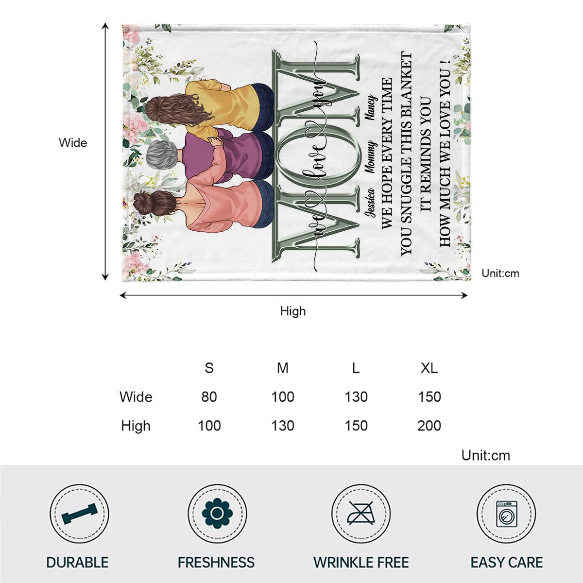 Ich liebe dich, Mama – Personalisierte Muttertagsdecke