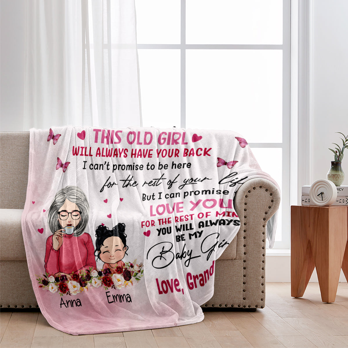 Für meine Enkelin – Geschenk für Oma, Enkelin, Enkel – Personalisierte Decke
