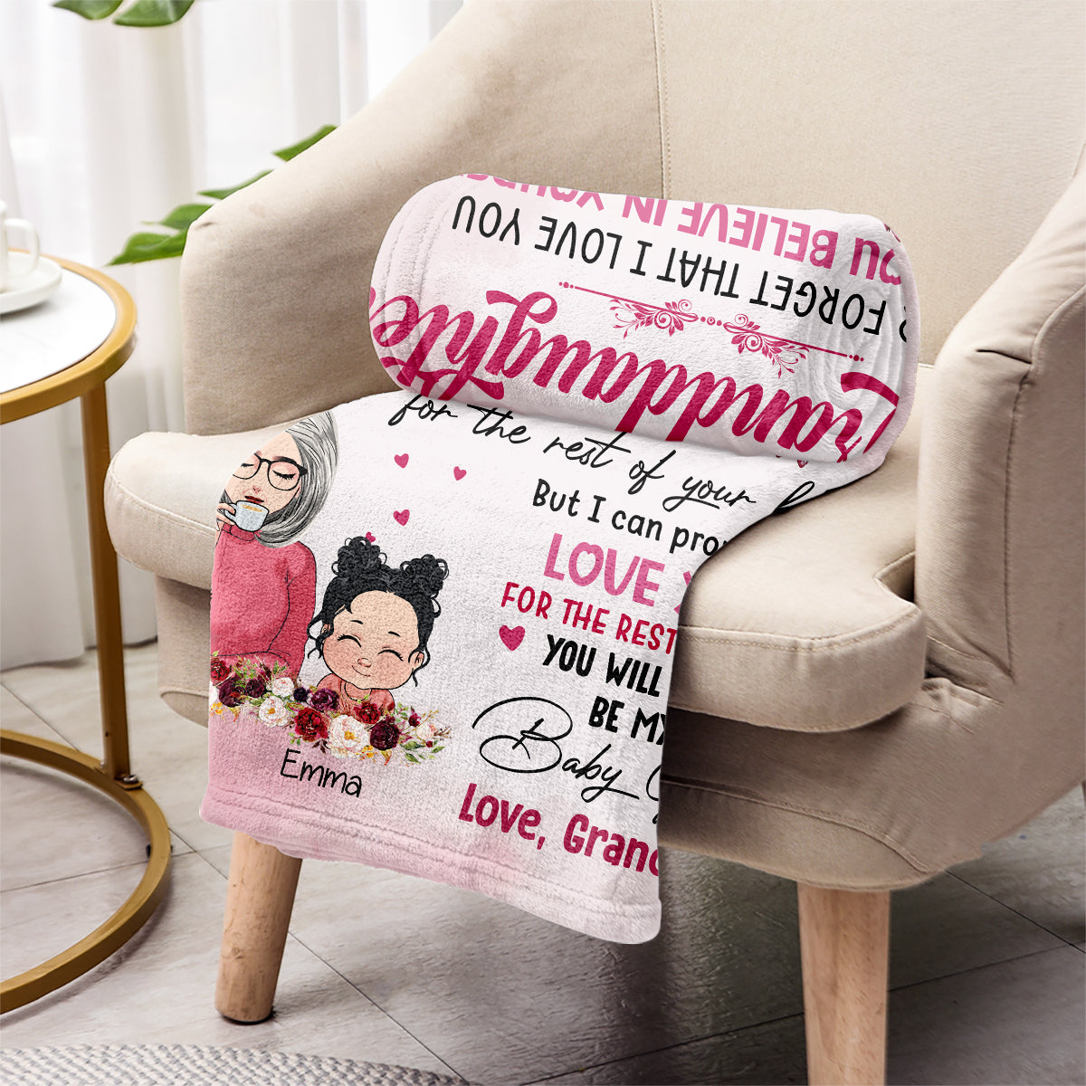 Für meine Enkelin – Geschenk für Oma, Enkelin, Enkel – Personalisierte Decke