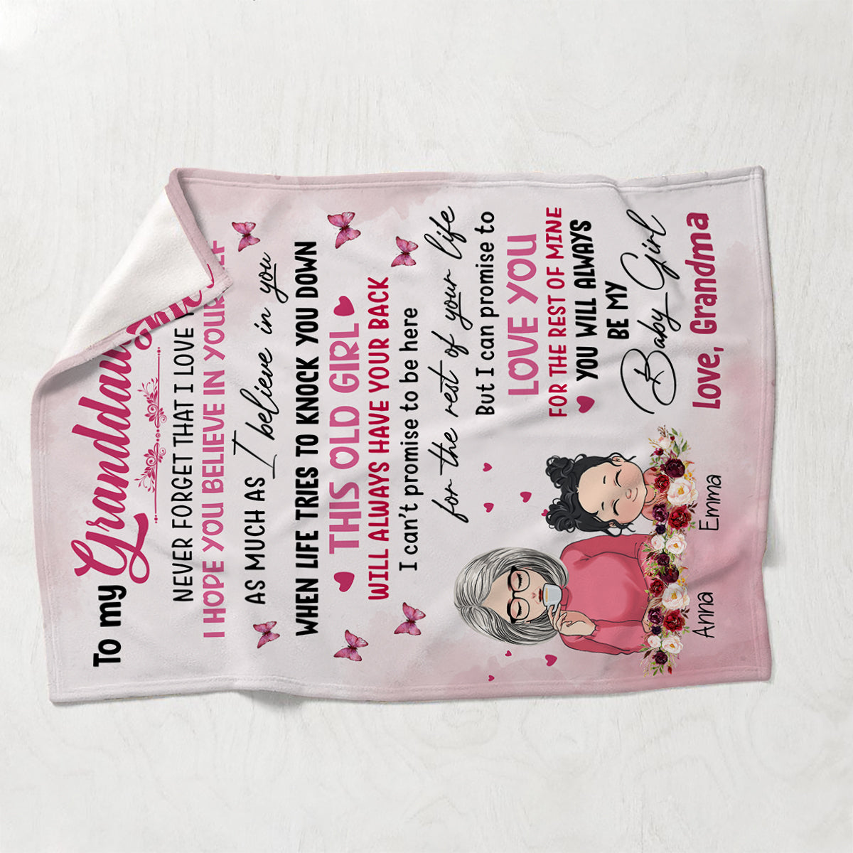 Für meine Enkelin – Geschenk für Oma, Enkelin, Enkel – Personalisierte Decke