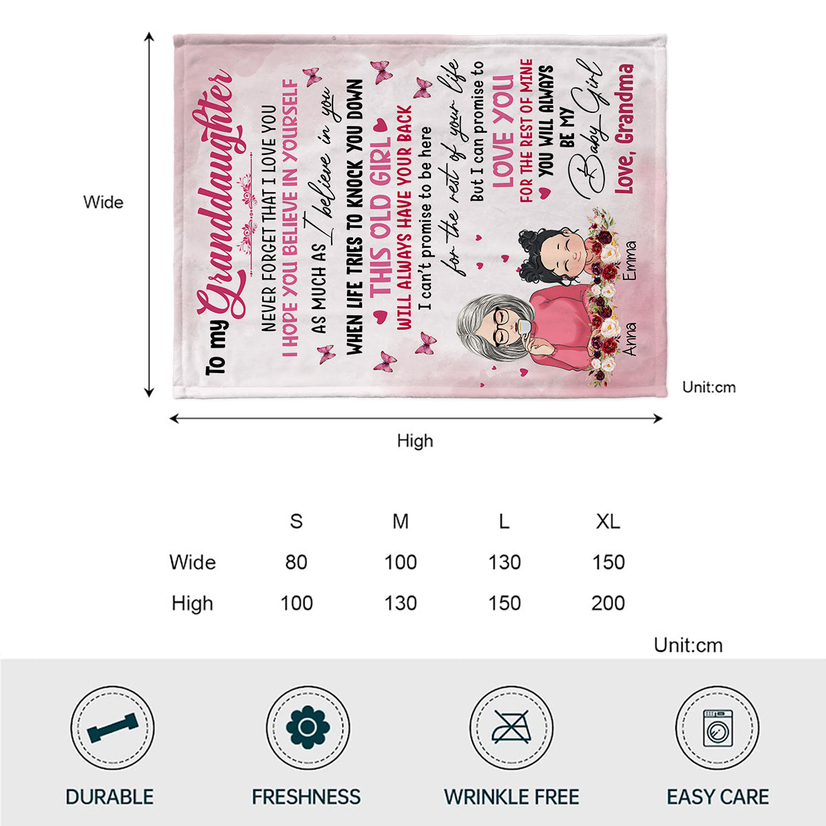 Für meine Enkelin – Geschenk für Oma, Enkelin, Enkel – Personalisierte Decke