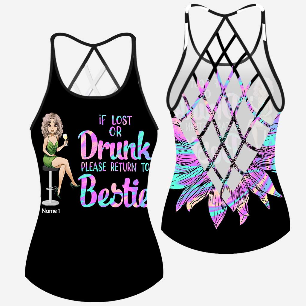 If Lost Or Drunk - Personalized Bestie Cross Tank Top