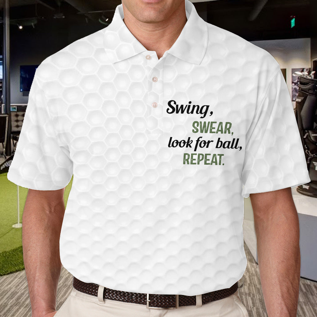 Swing Swear Look For Ball Repeat - Personalisiertes Golf-Poloshirt
