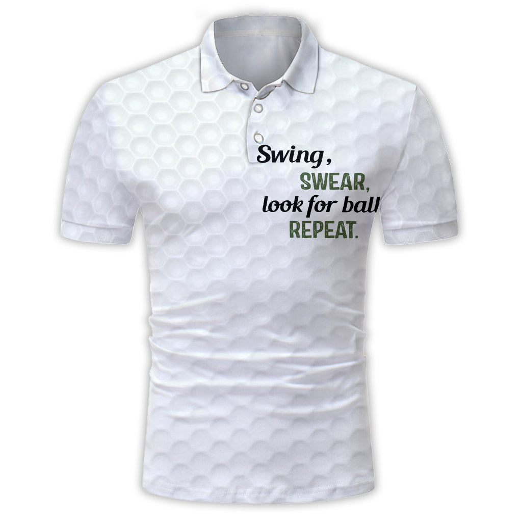 Swing Swear Look For Ball Repeat - Personalisiertes Golf-Poloshirt