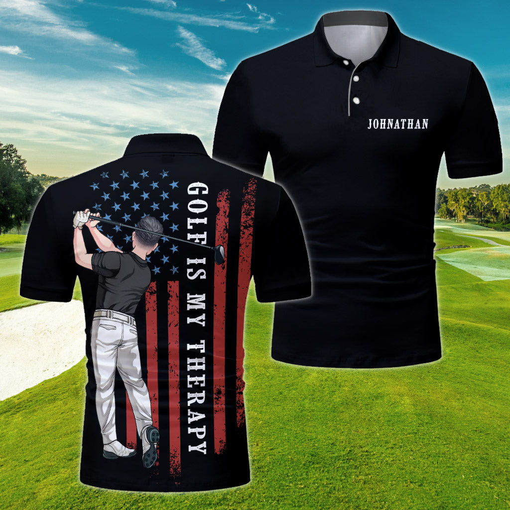 Golf ist meine Therapie – personalisiertes Golf-Poloshirt