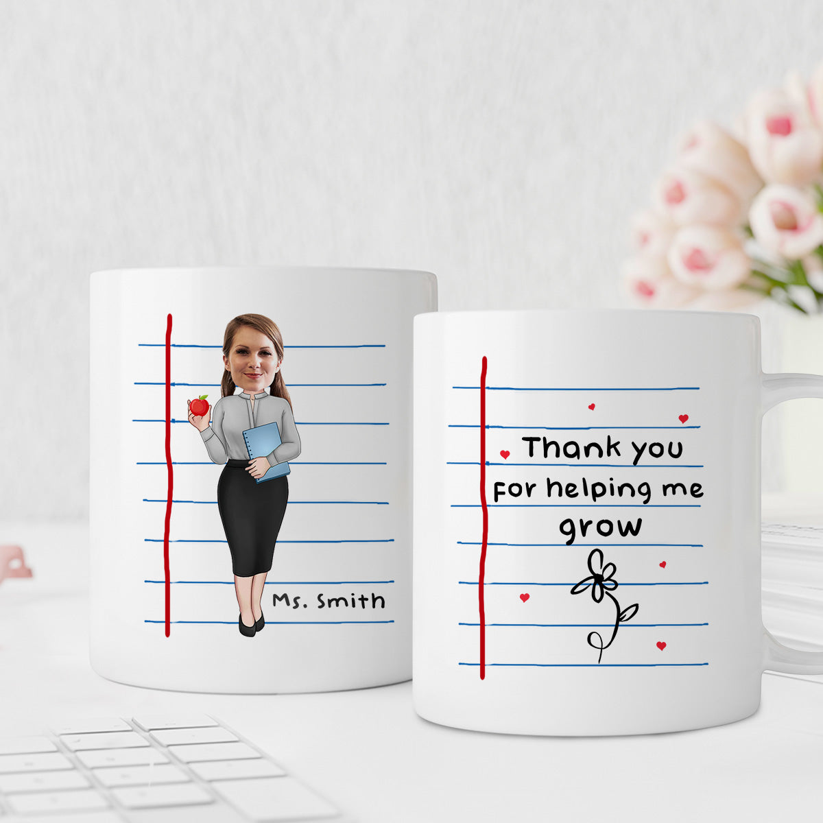Thank You For Helping Me Grow - Personalized Teacher Mug