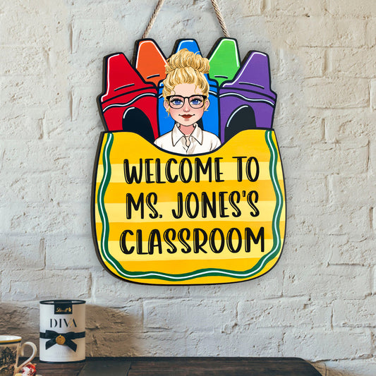 Willkommen in meinem Klassenzimmer – personalisiertes Lehrer-Holzschild