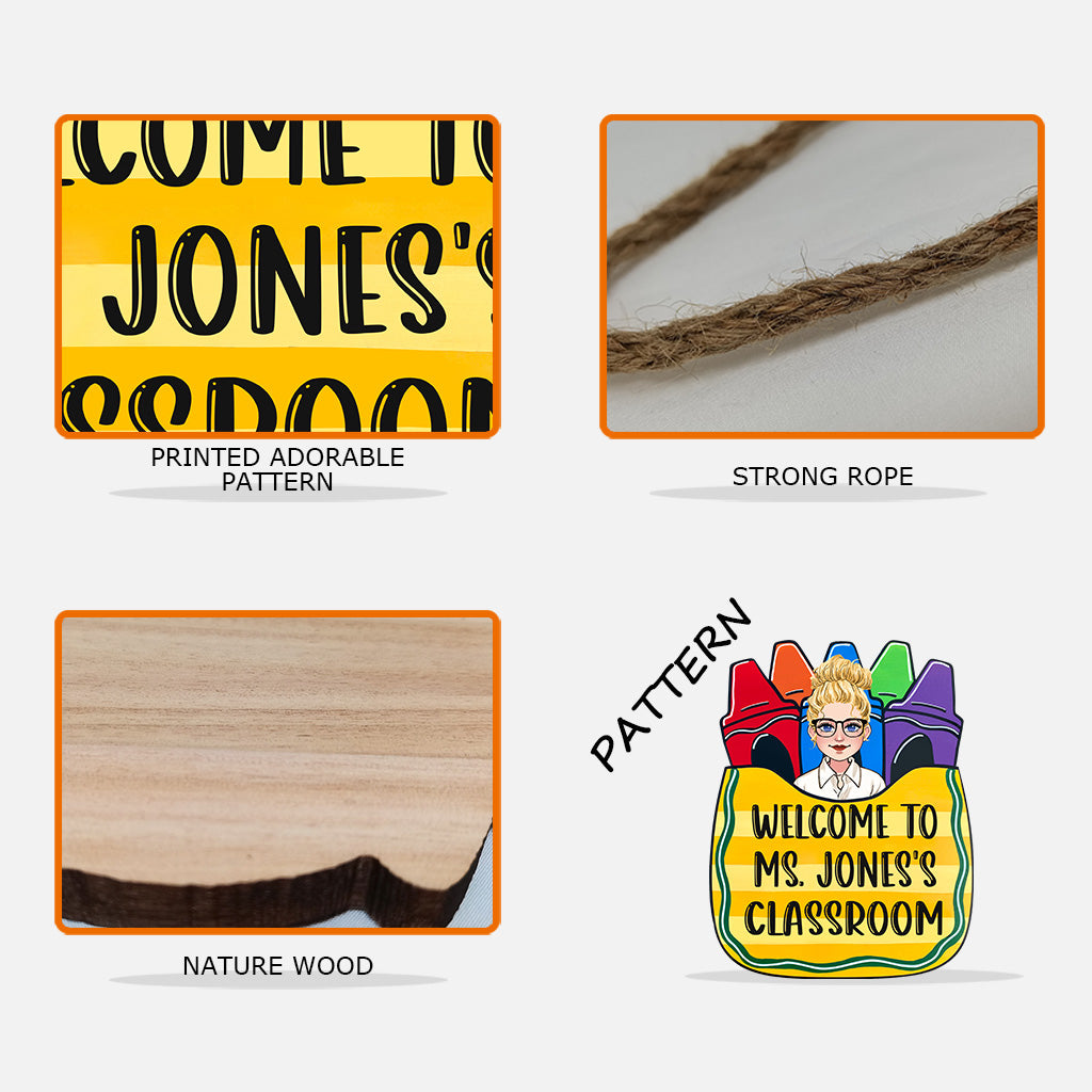 Willkommen in meinem Klassenzimmer – personalisiertes Lehrer-Holzschild