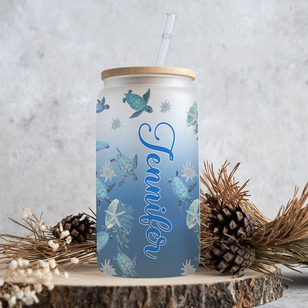 Ombre Ocean – Personalisierte Schildkröten-Dose aus Glas
