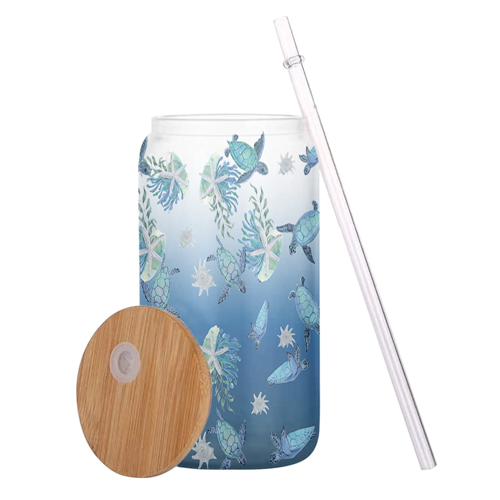 Ombre Ocean – Personalisierte Schildkröten-Dose aus Glas