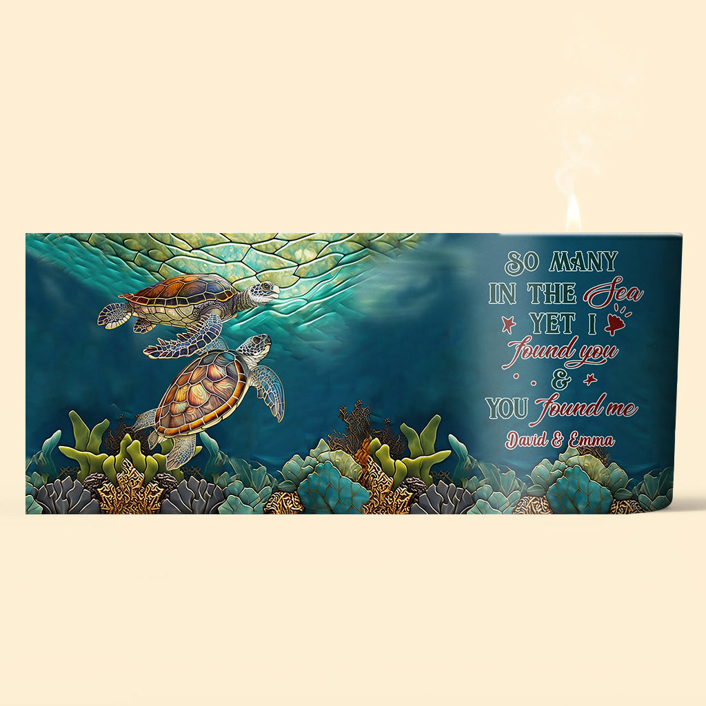 Bunte Schildkröte – Personalisierte Schildkrötenkerze mit Holzdeckel