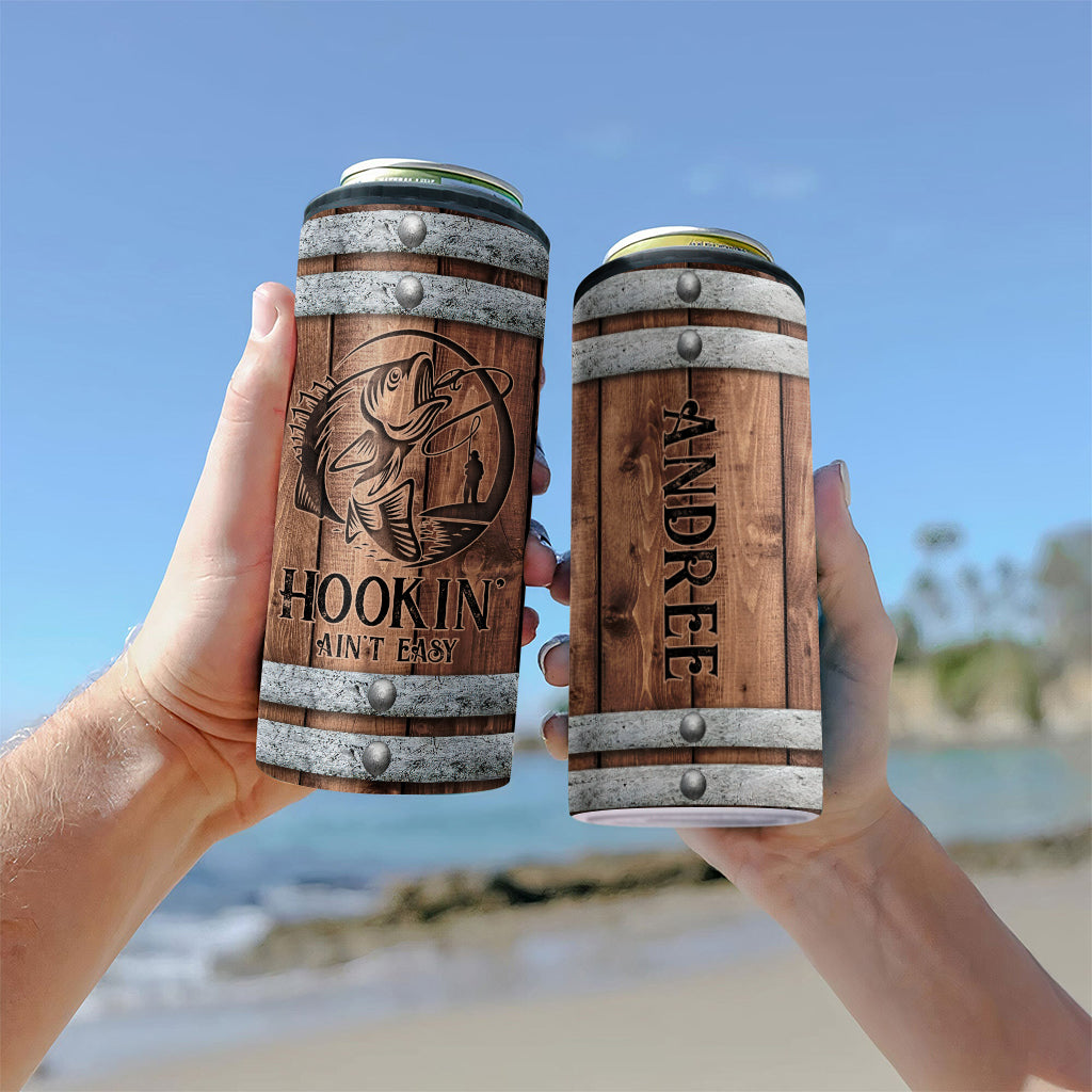 Hookin' Ain't Easy - Personalized Fishing Can Cooler