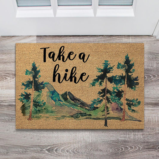 „Take A Hike“ – Fußmatte aus Kokosfaser mit Wandermotiv