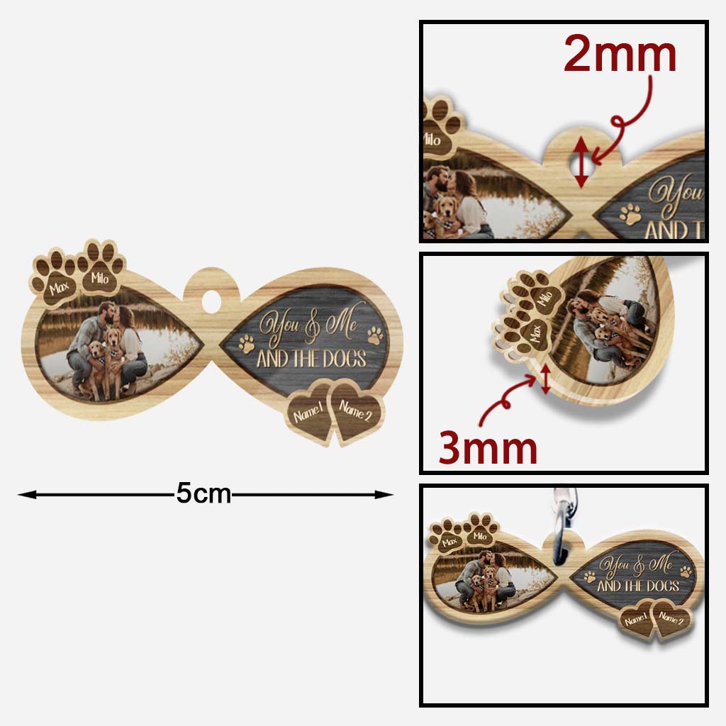 You And Me And The Dog - Personalized Couple Couple Keychain (Printed On Both Sides)