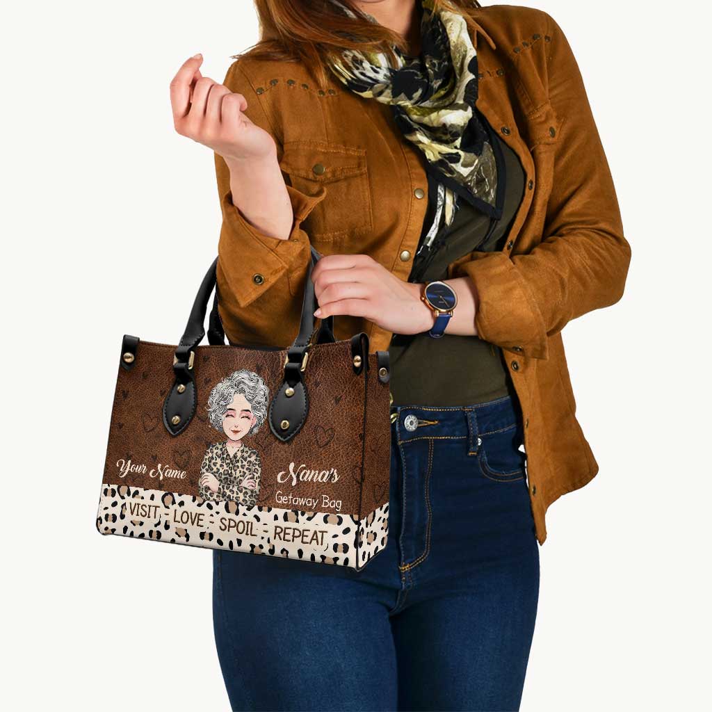 Nana's Get Away Bag - Personalized Mother's Day Grandma Leather Handbag