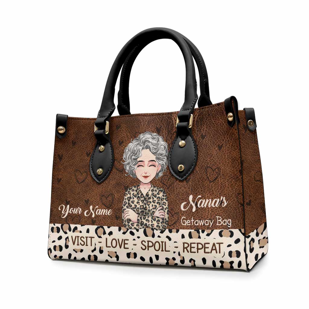 Nana's Get Away Bag - Personalized Mother's Day Grandma Leather Handbag