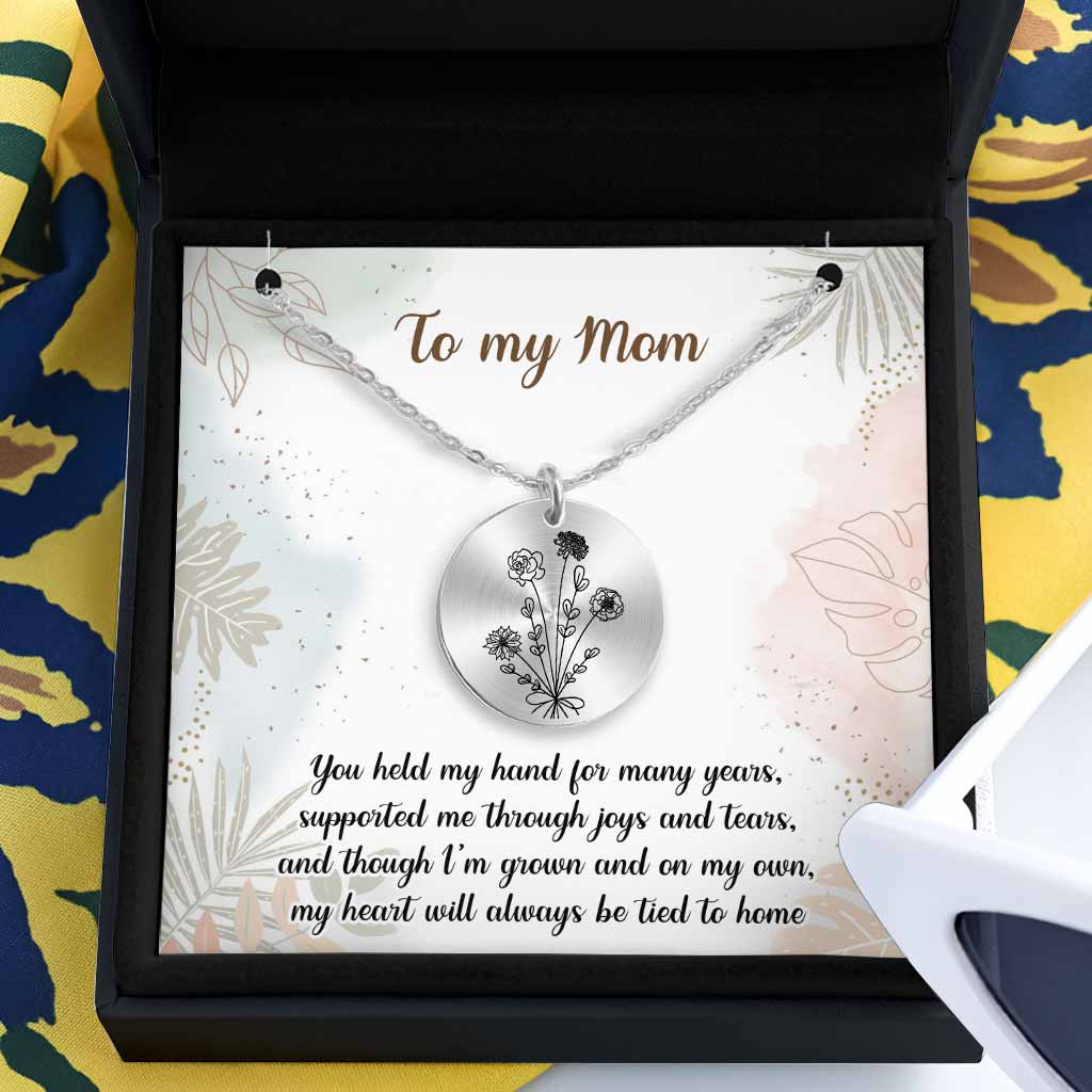 Birthday Flower - Gift for mom, wife,girlfriend, grandma - Personalized Round Pendant Necklace