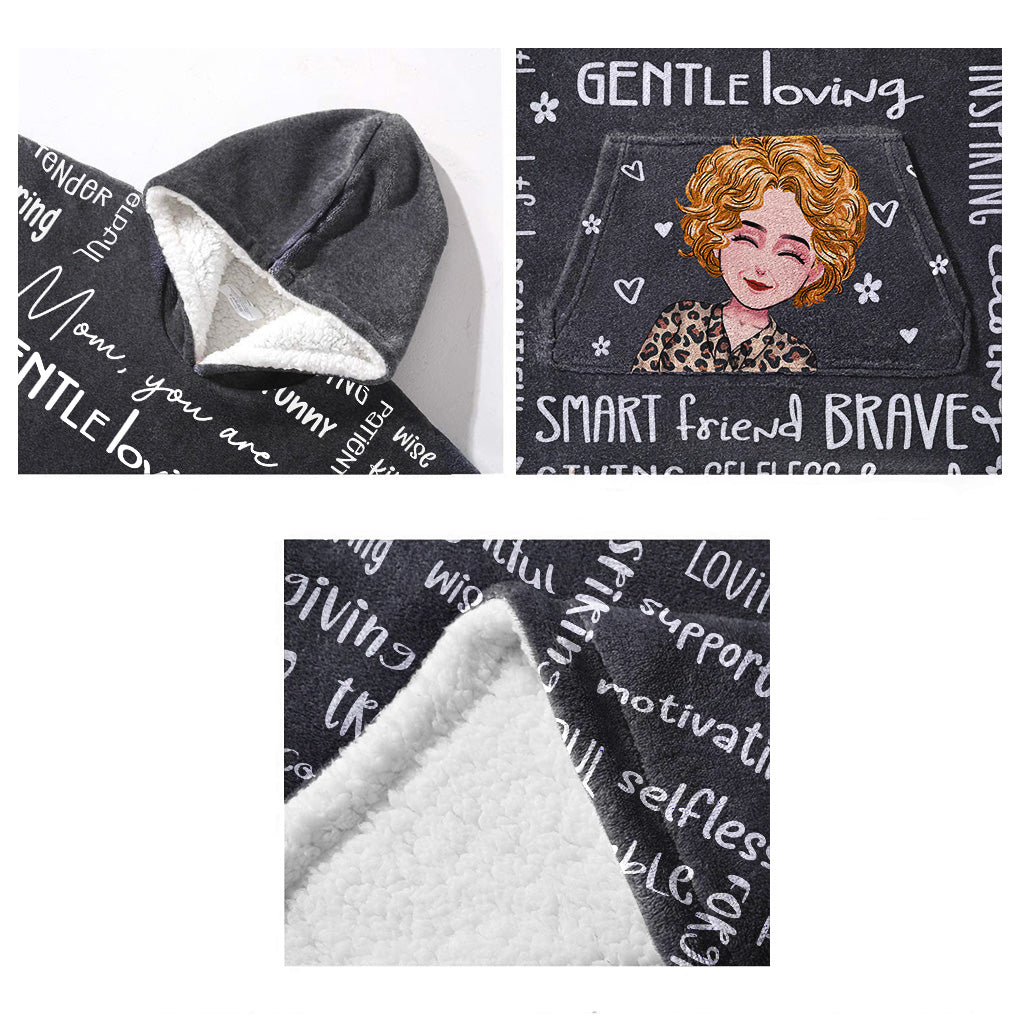 Mama, du bist wunderschön – Personalisierte Muttertags-Decke mit Kapuze