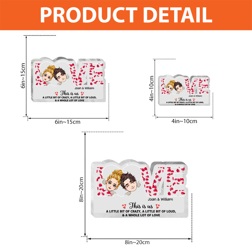 This Is Us – Geschenkidee für Paare (Ehemann, Ehefrau, Freund, Freundin, Hundeliebhaber) – Personalisierte Acrylplakette in individueller Form