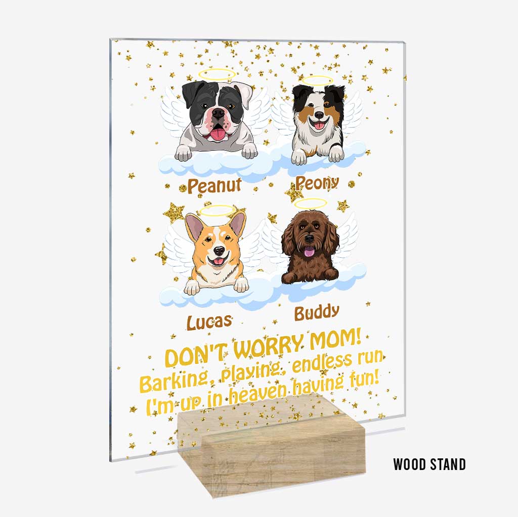 Ich bin im Himmel und habe Spaß - Personalisierte transparente Acrylplakette für Hunde