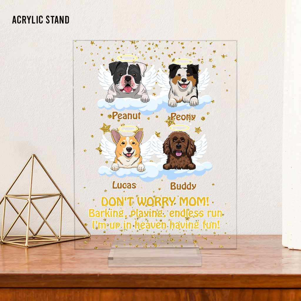 Ich bin im Himmel und habe Spaß - Personalisierte transparente Acrylplakette für Hunde