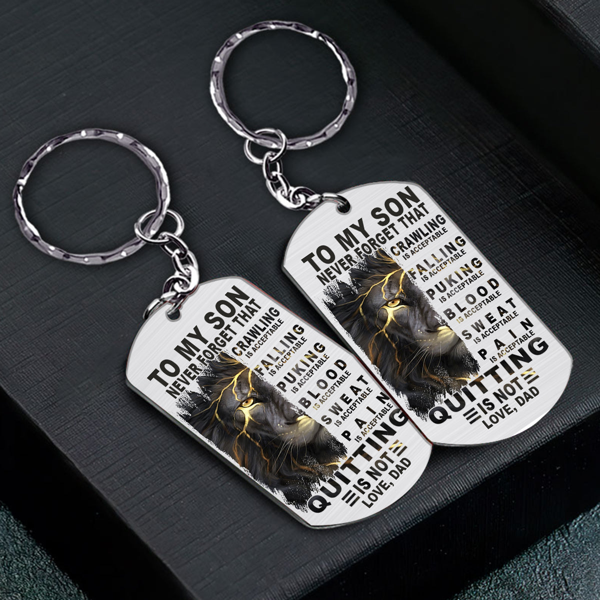 An meinen Sohn: Krabbeln ist okay – Personalisierter Schlüsselanhänger aus Edelstahl für Väter