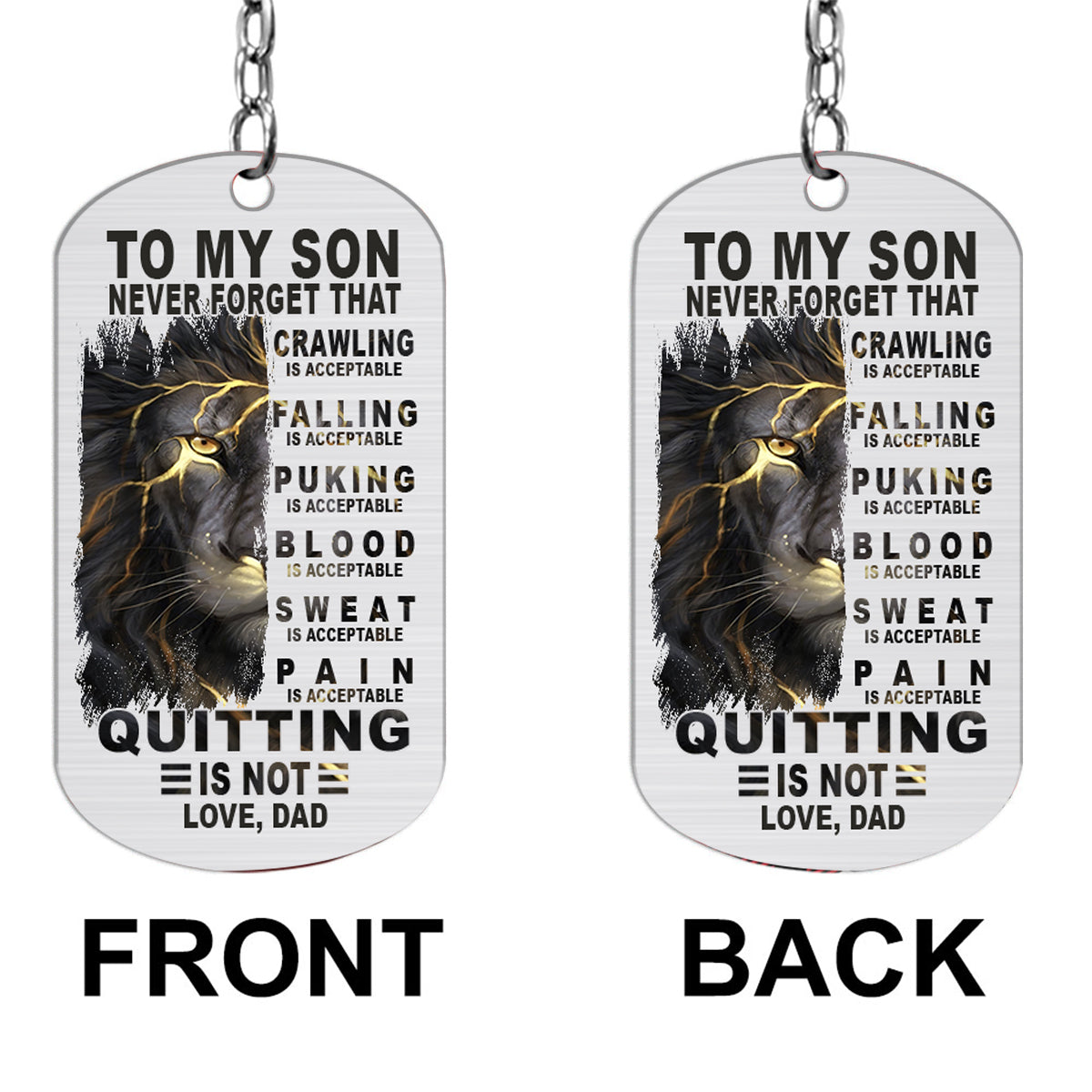 An meinen Sohn: Krabbeln ist okay – Personalisierter Schlüsselanhänger aus Edelstahl für Väter