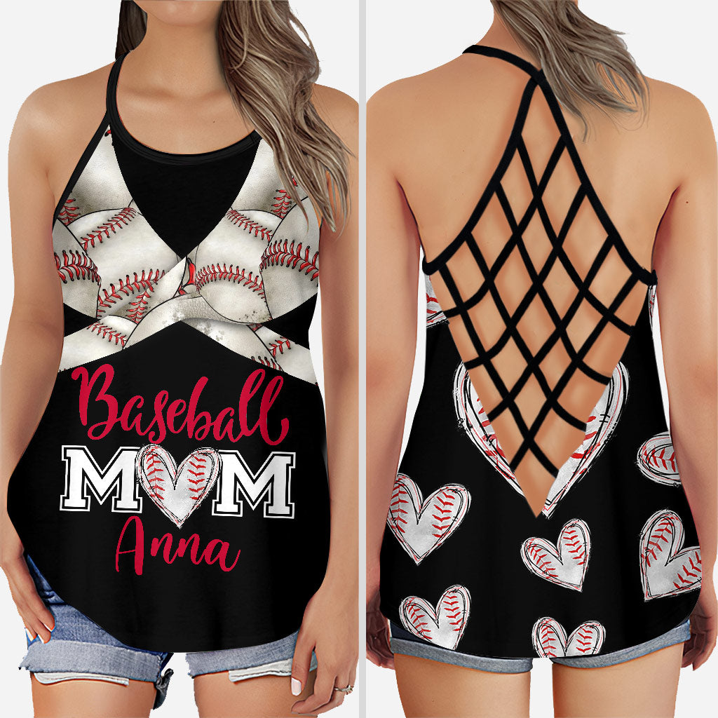 Baseball Mom – Personalisiertes Tanktop und Leggings mit Kreuzmuster