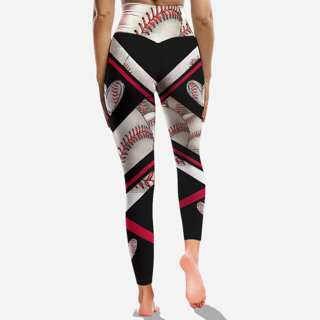 Baseball Mom – Personalisiertes Tanktop und Leggings mit Kreuzmuster