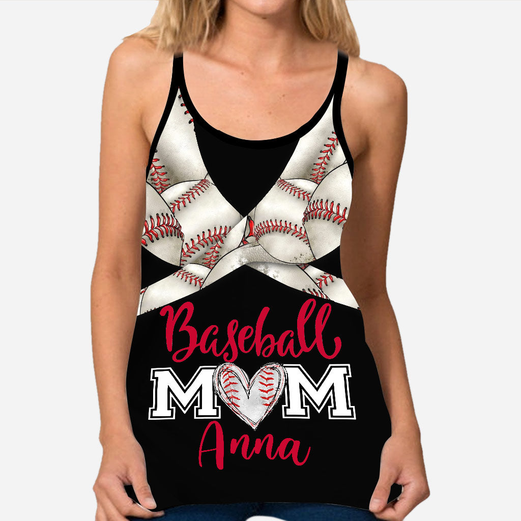 Baseball Mom – Personalisiertes Tanktop und Leggings mit Kreuzmuster