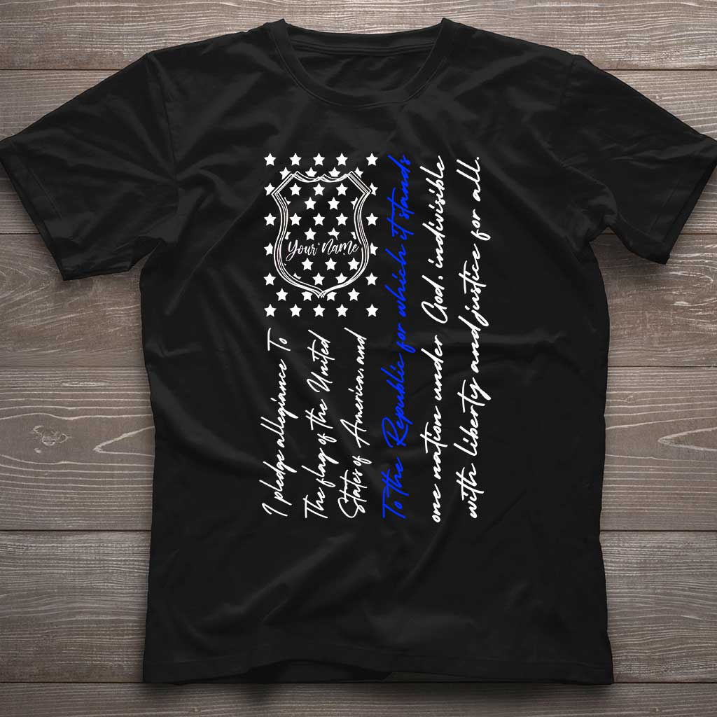 Police Badge Pledge Of Allegiance - Personalized Independence Day T-shirt and Hoodie