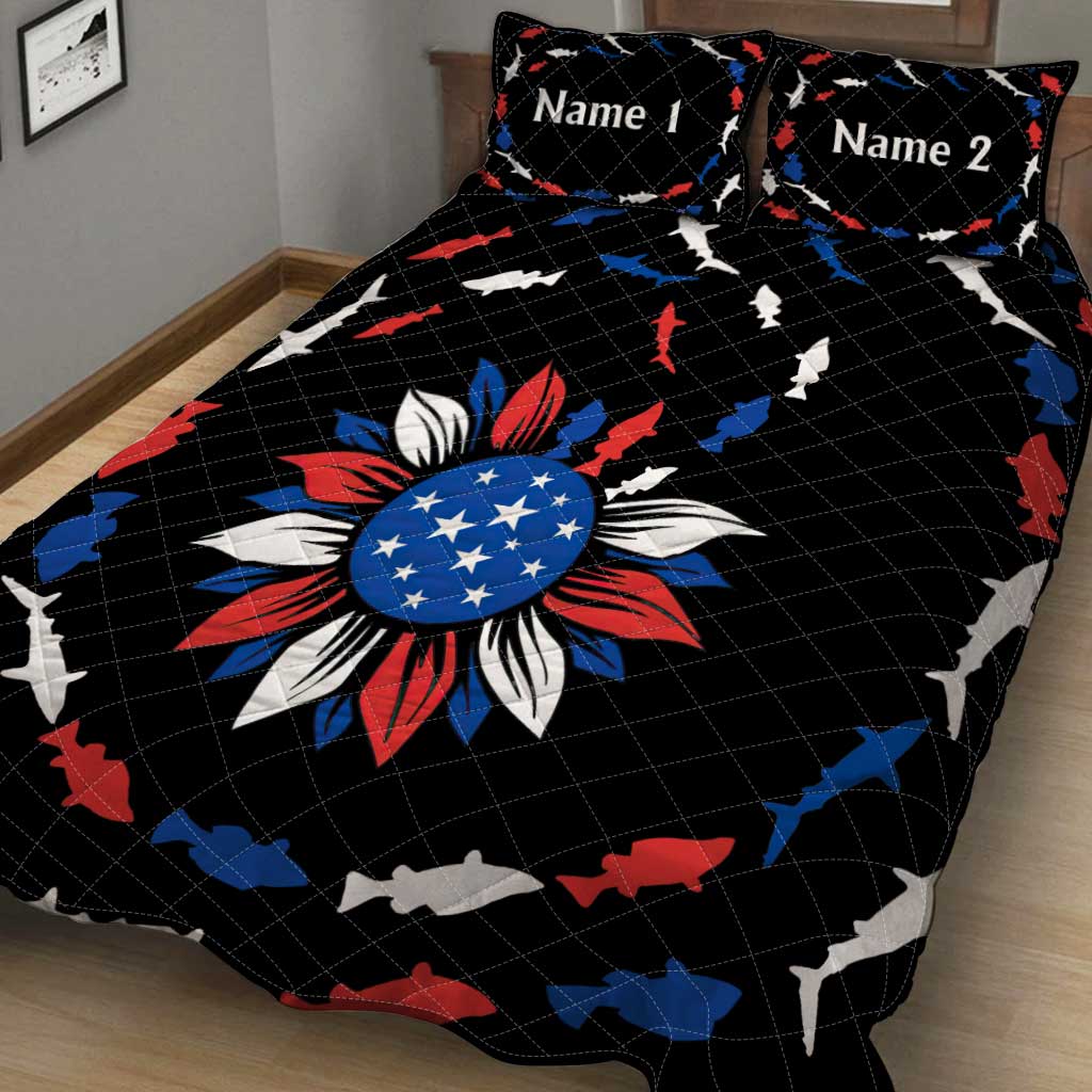 Schließ dich den Fischen im tiefblauen Meer an – personalisiertes Quilt-Set